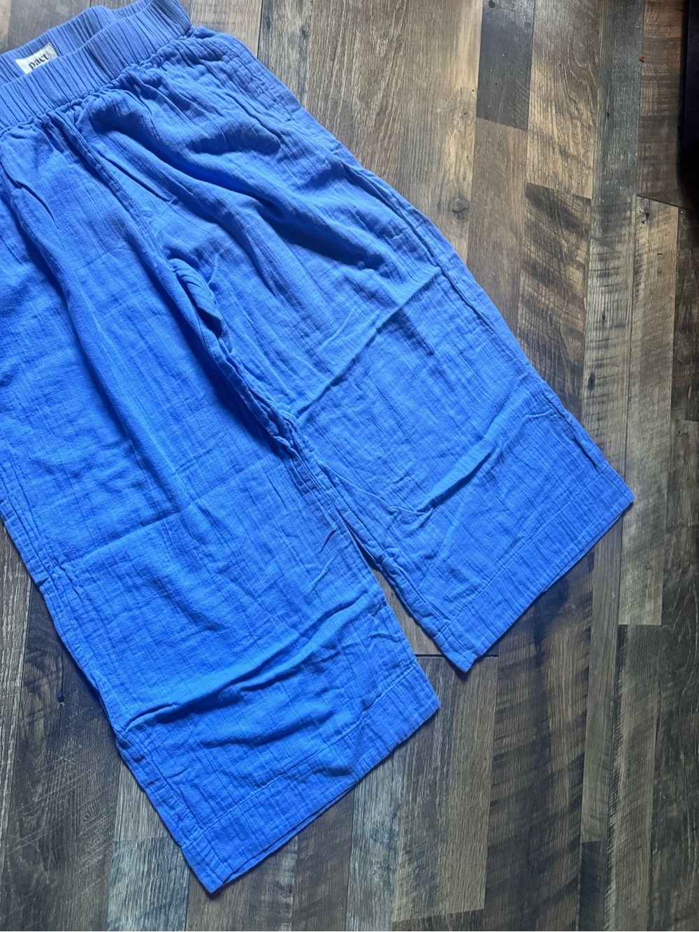 Pact 100% Organic Cotton Sky Blue Elastic Waist Gauze Pants - Picture 3 of 8
